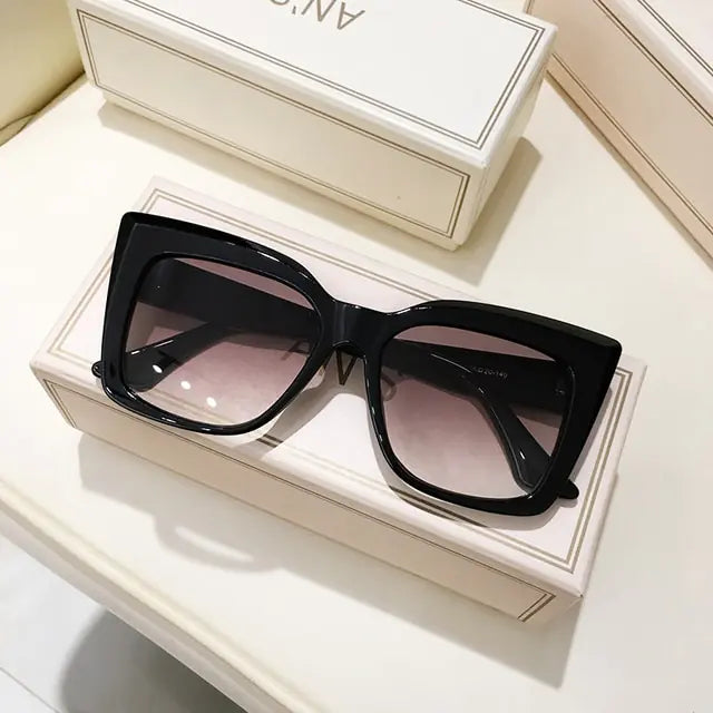 Rectangular Big Frame Cat Eye Sunglasses