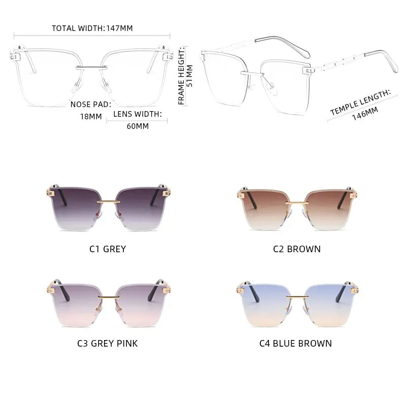 Gafas de sol sin marco tipo ojo de gato UV400